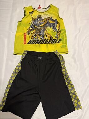Transformers Bumblebee Boys 2pc Tank Top & Shorts Set Size 4 Yellow/Black 089